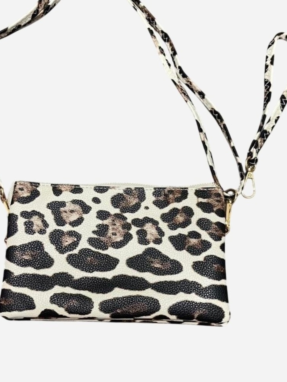 Leopard Print Crossbody Bag - Cream & Black